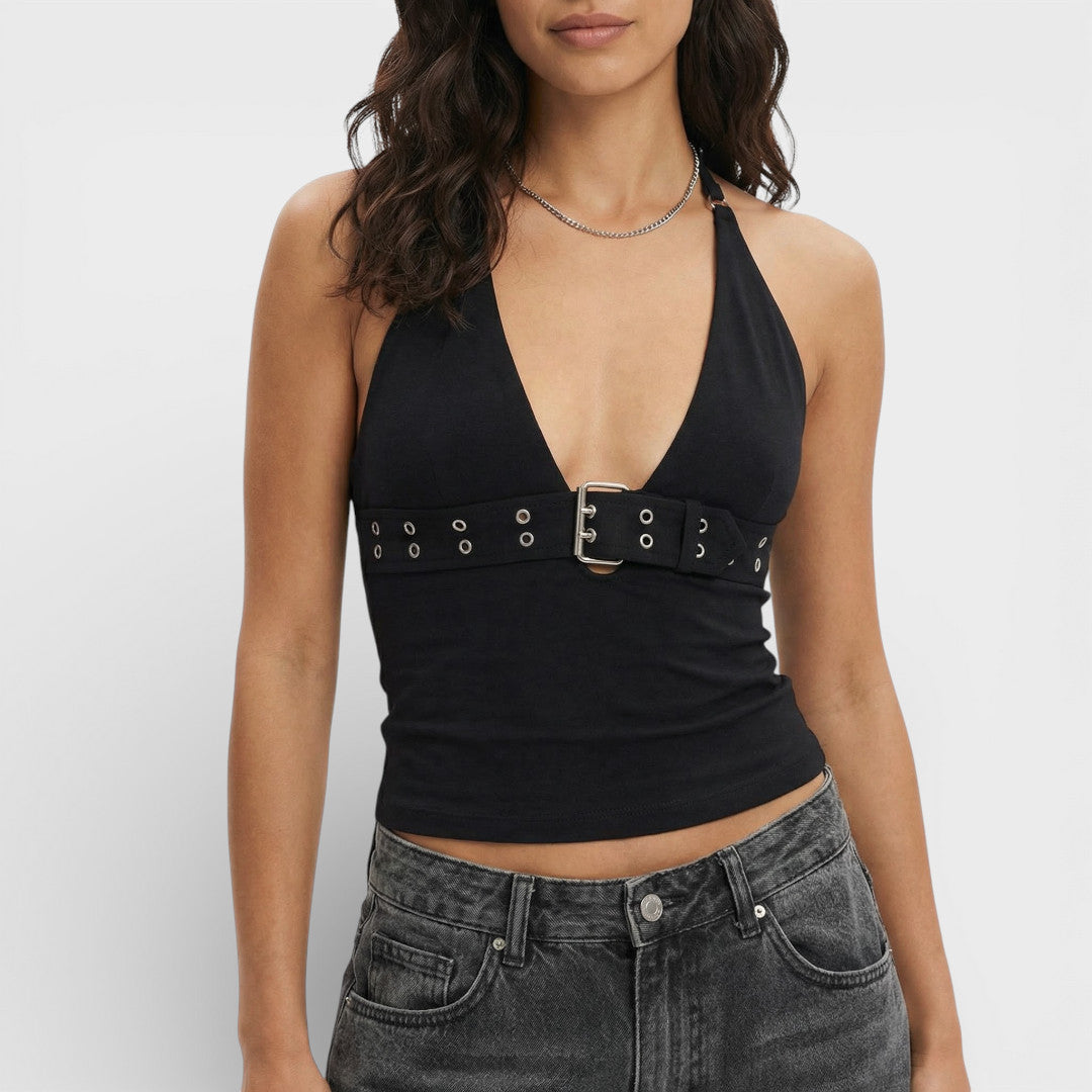 Top Halter Ajustado Mujer Fiesta