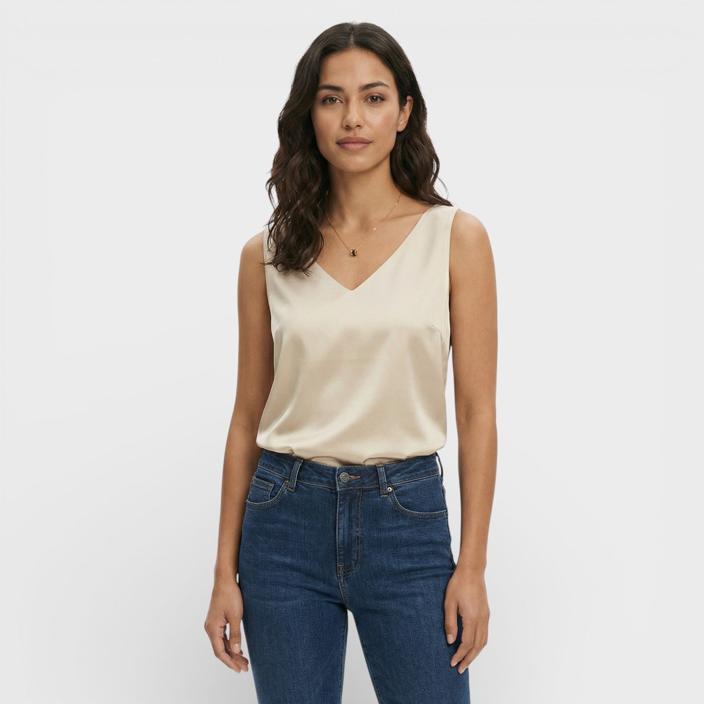 Top Escote Pico Mujer Elegante