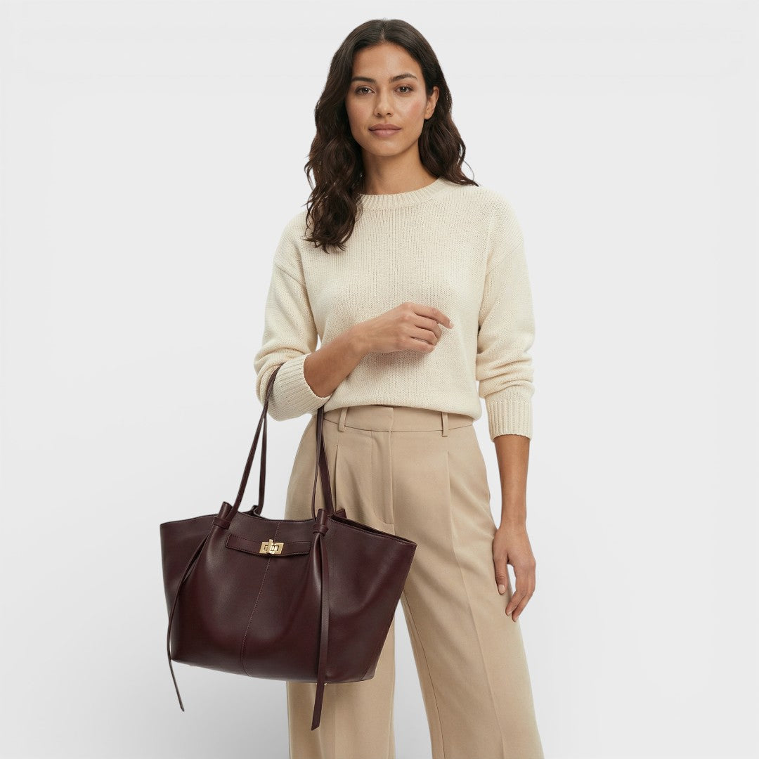 Bolso Shopper Estructurado Negro Mujer