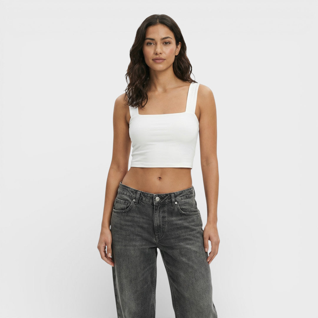 Top Corto Cuello Cuadrado Mujer