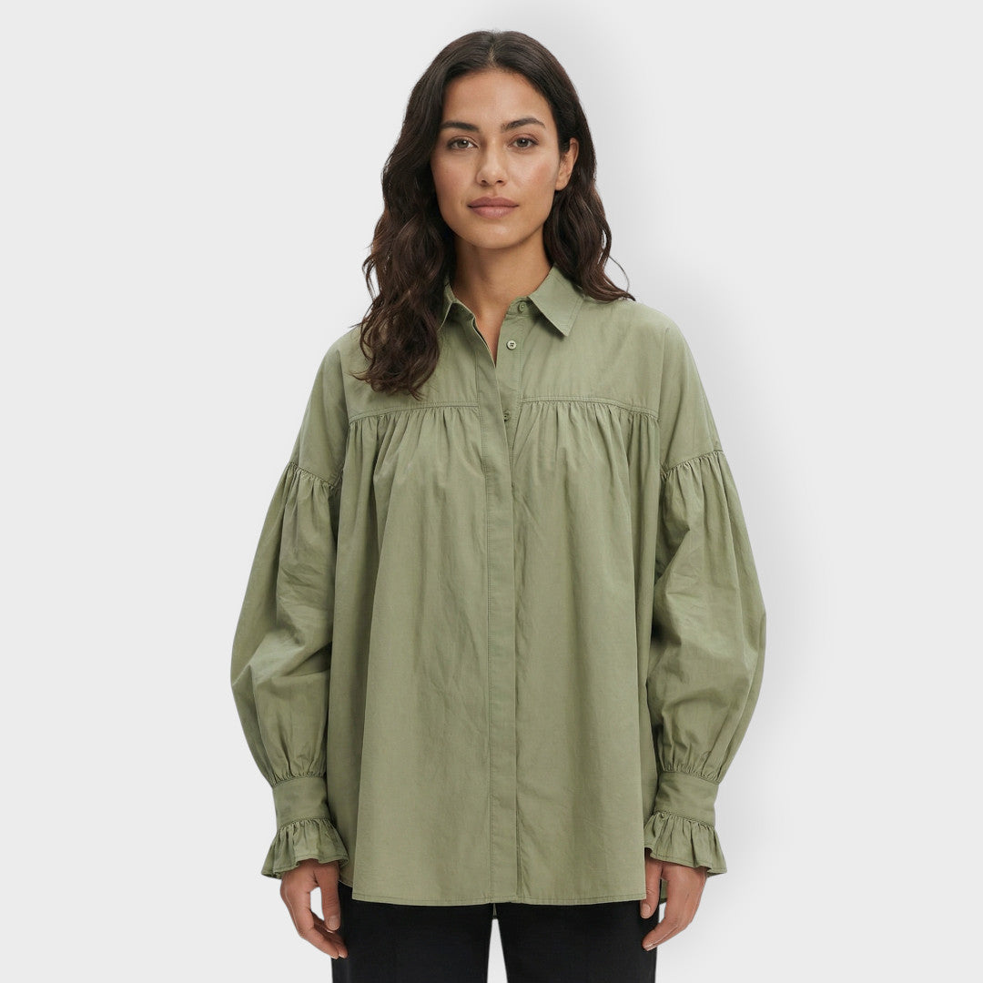 Camisa Oversize Mujer Manga Abullonada