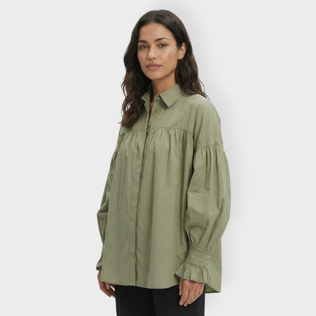 Camisa Oversize Mujer Manga Abullonada