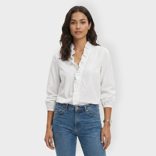 Camisa Blanca Mujer Volantes Elegante