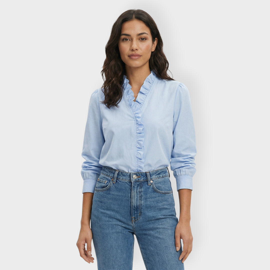 Camisa Blanca Mujer Volantes Elegante