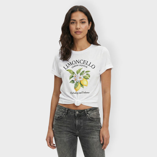 Camiseta Blanca Mujer Estampada Limón