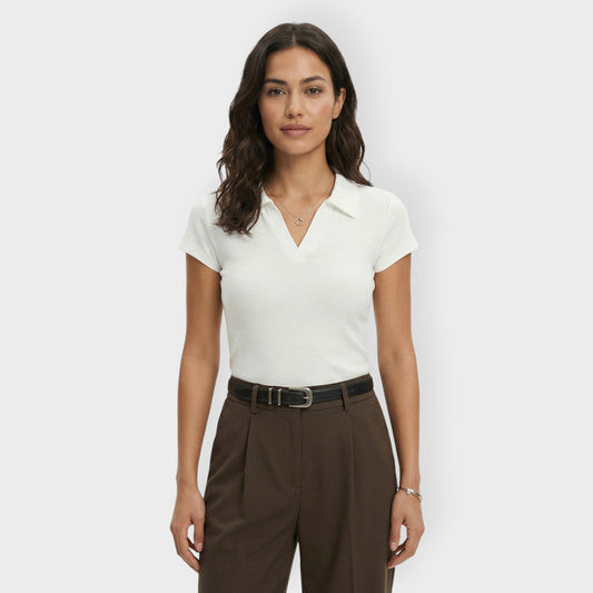 Camiseta Mujer Cuello Polo Algodón