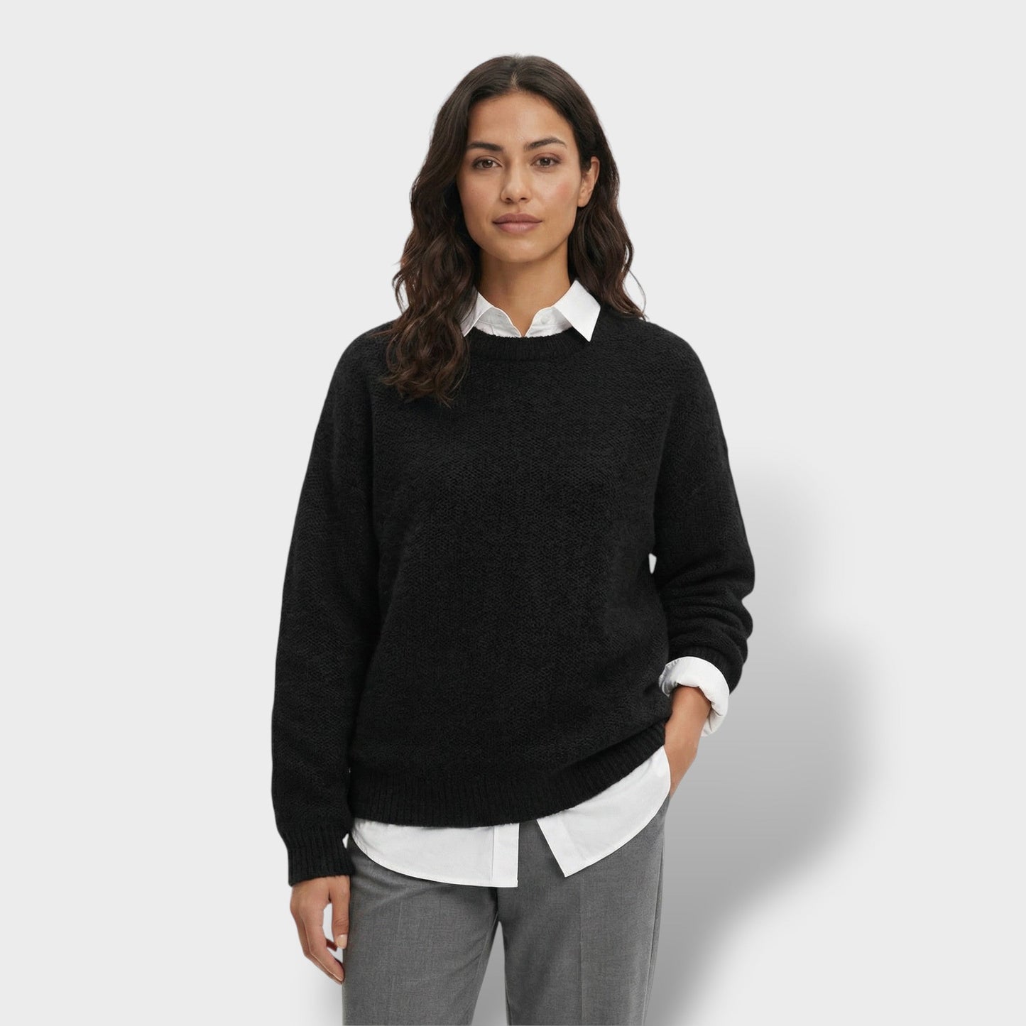 Jersey Punto Cuello Camisa Mujer