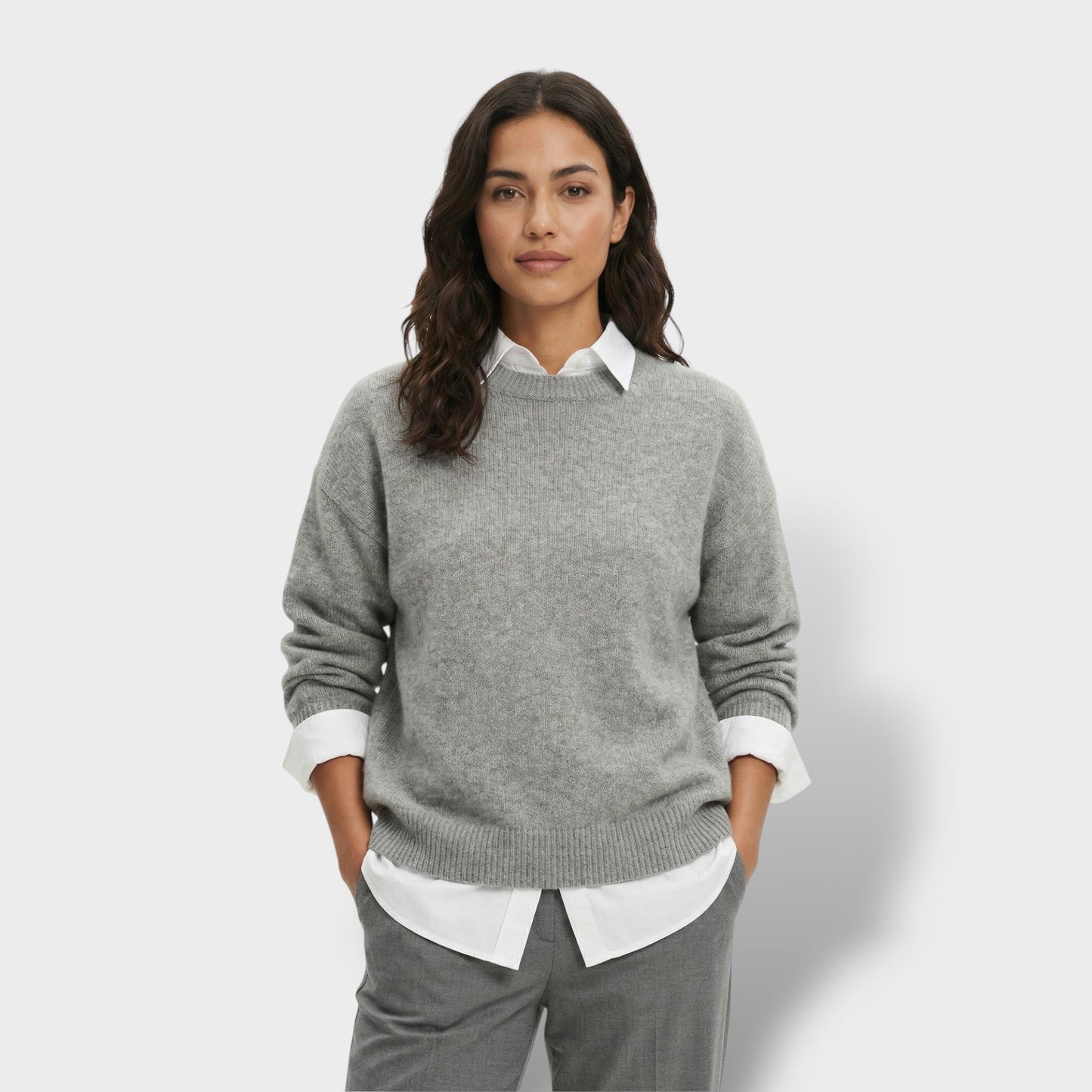 Jersey Punto Cuello Camisa Mujer