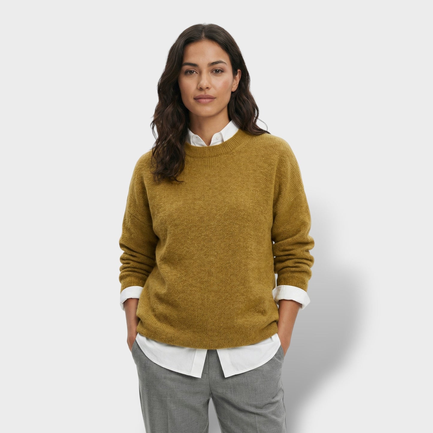 Jersey Punto Cuello Camisa Mujer