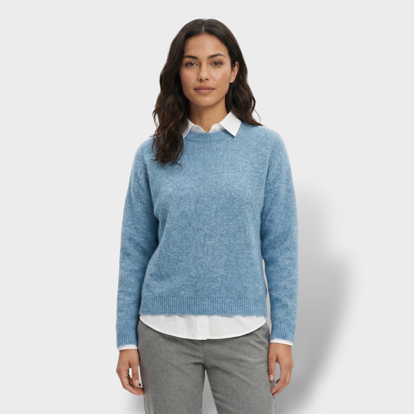 Jersey Punto Cuello Camisa Mujer