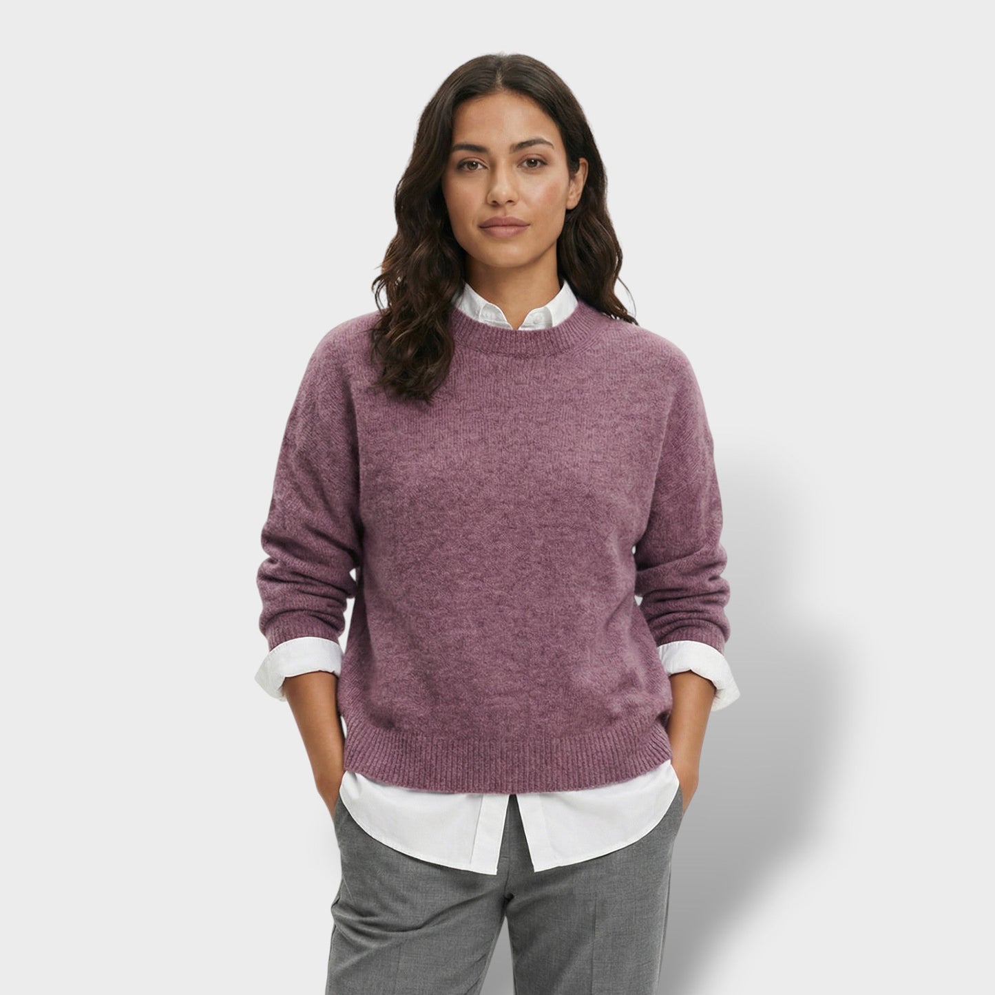 Jersey Punto Cuello Camisa Mujer