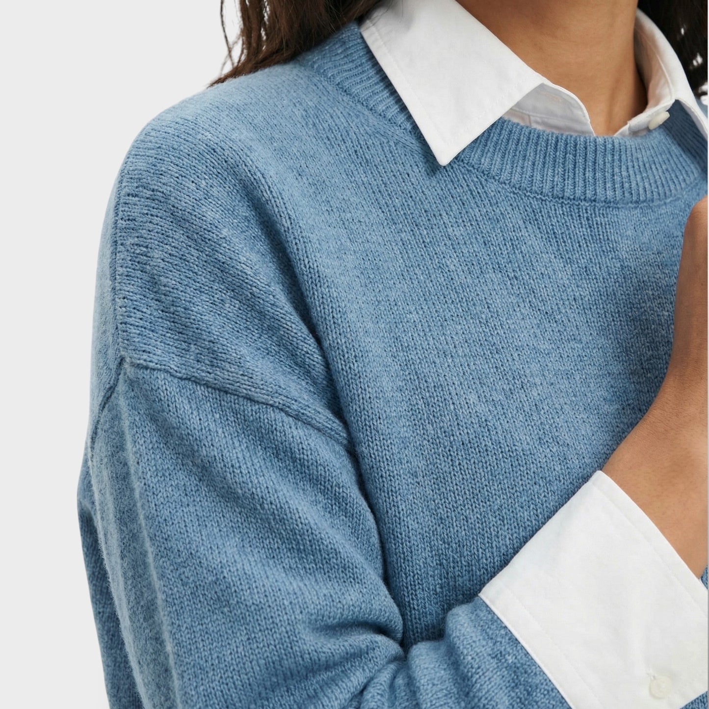 Jersey Punto Cuello Camisa Mujer