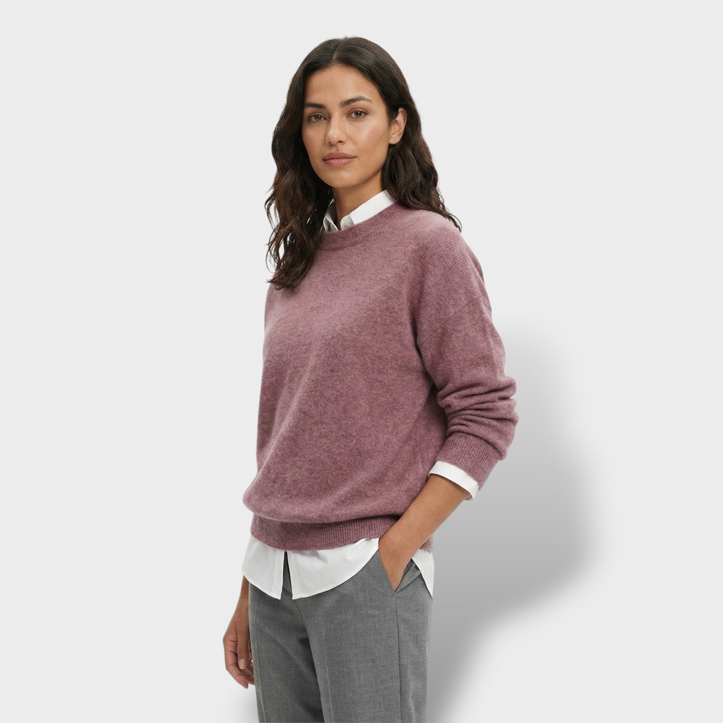 Jersey Punto Cuello Camisa Mujer