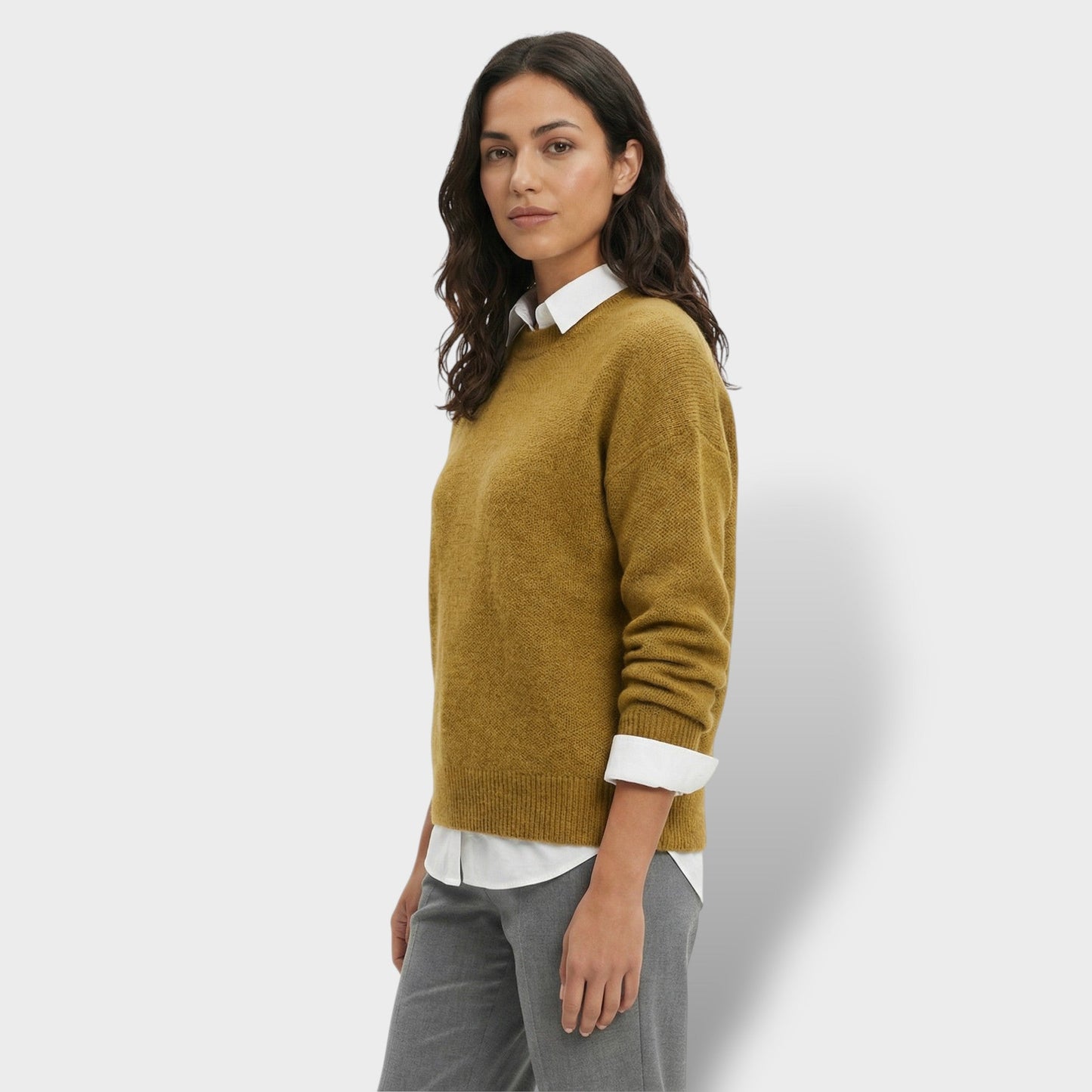 Jersey Punto Cuello Camisa Mujer