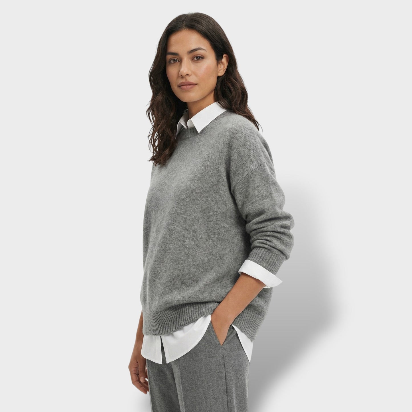 Jersey Punto Cuello Camisa Mujer