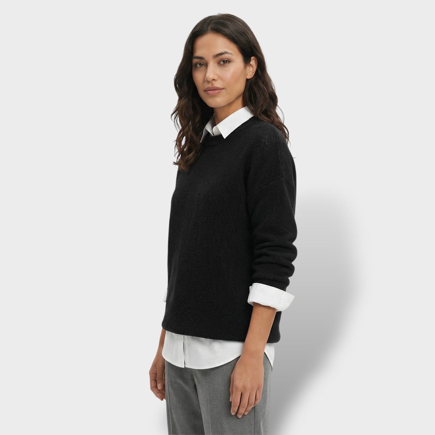 Jersey Punto Cuello Camisa Mujer