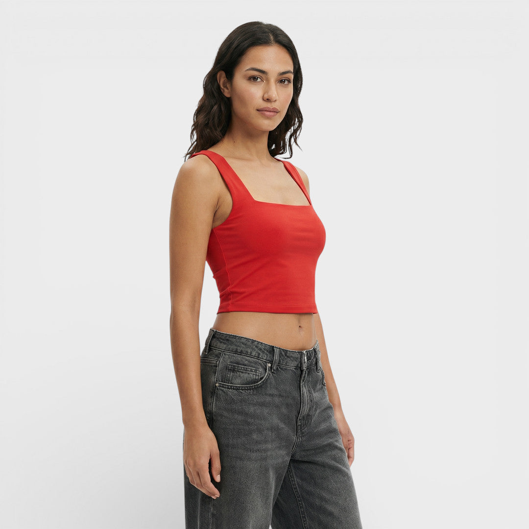 Top Corto Cuello Cuadrado Mujer