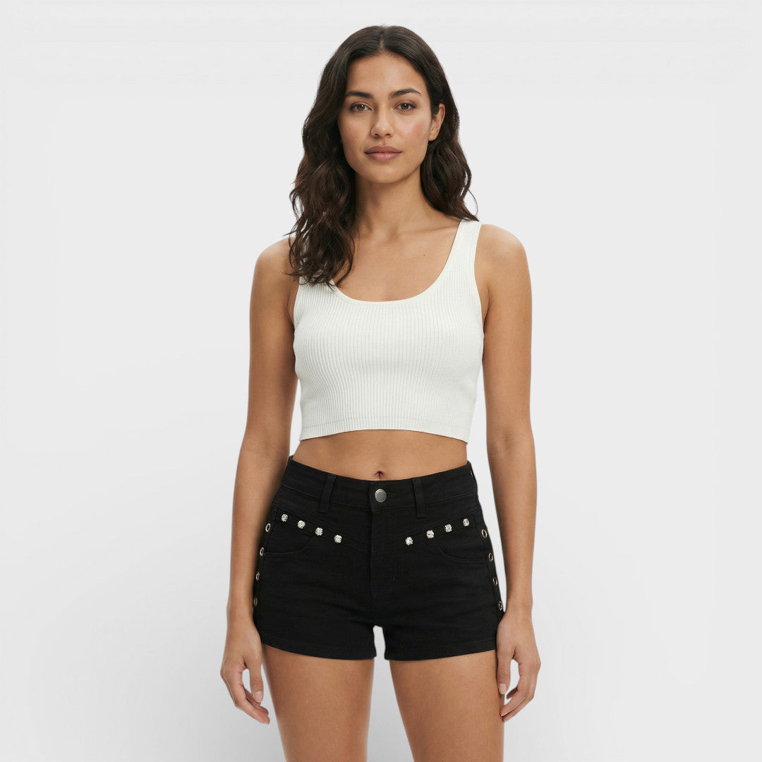 Shorts Ajustados Mujer Ojales Cordones