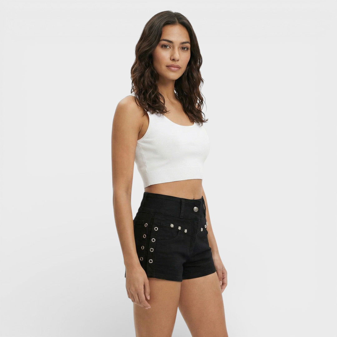 Shorts Ajustados Mujer Ojales Cordones