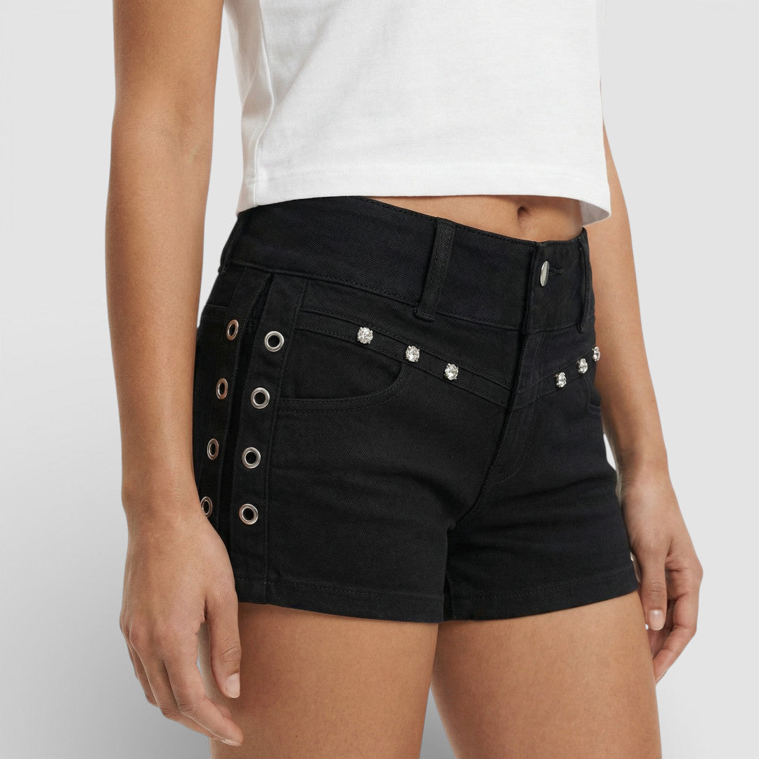 Shorts Ajustados Mujer Ojales Cordones