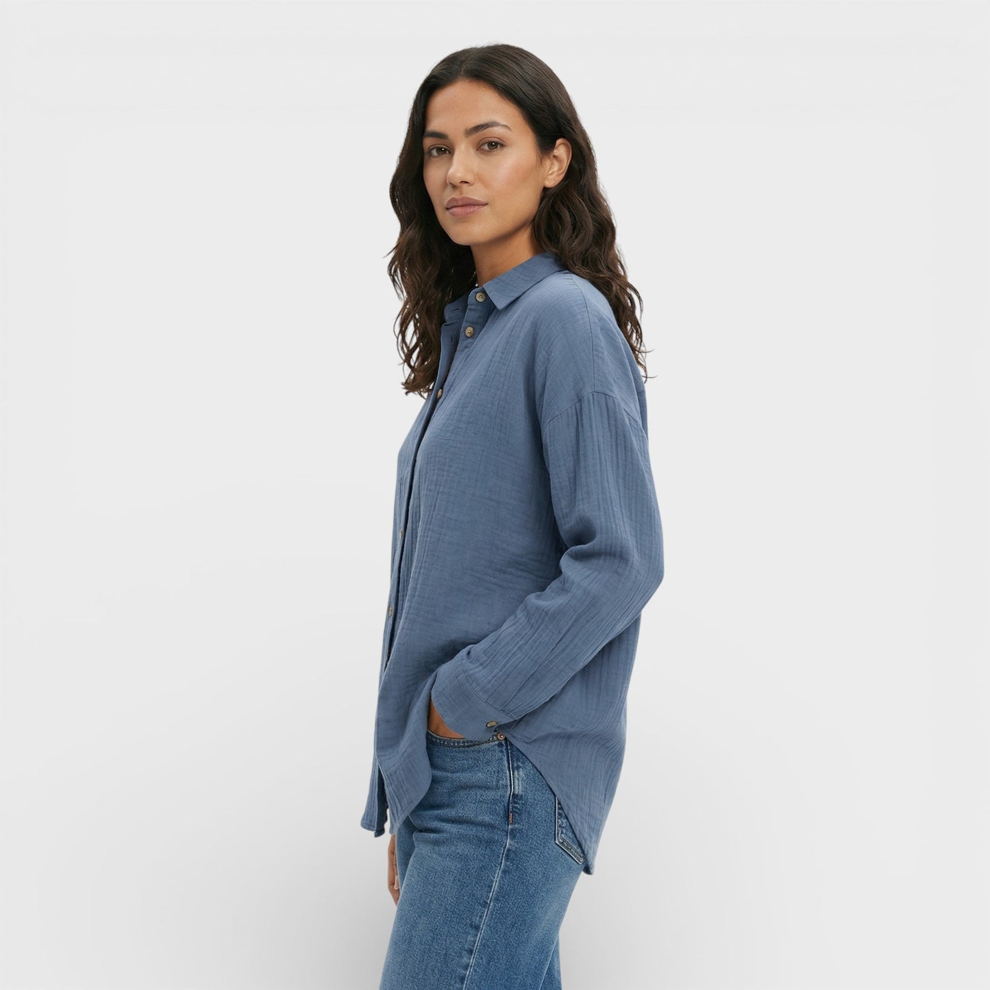 Camisa Plisada Ligera Mujer Elegante