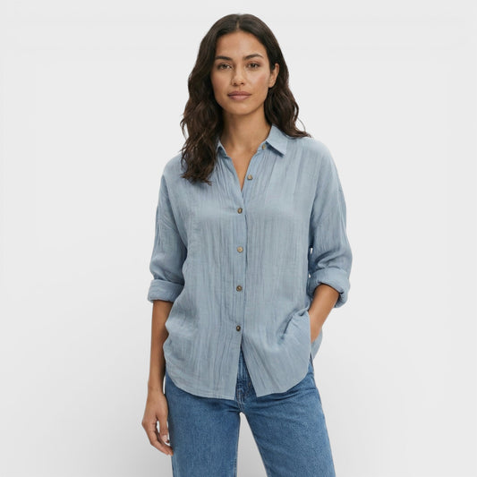 Camisa Plisada Ligera Mujer Elegante