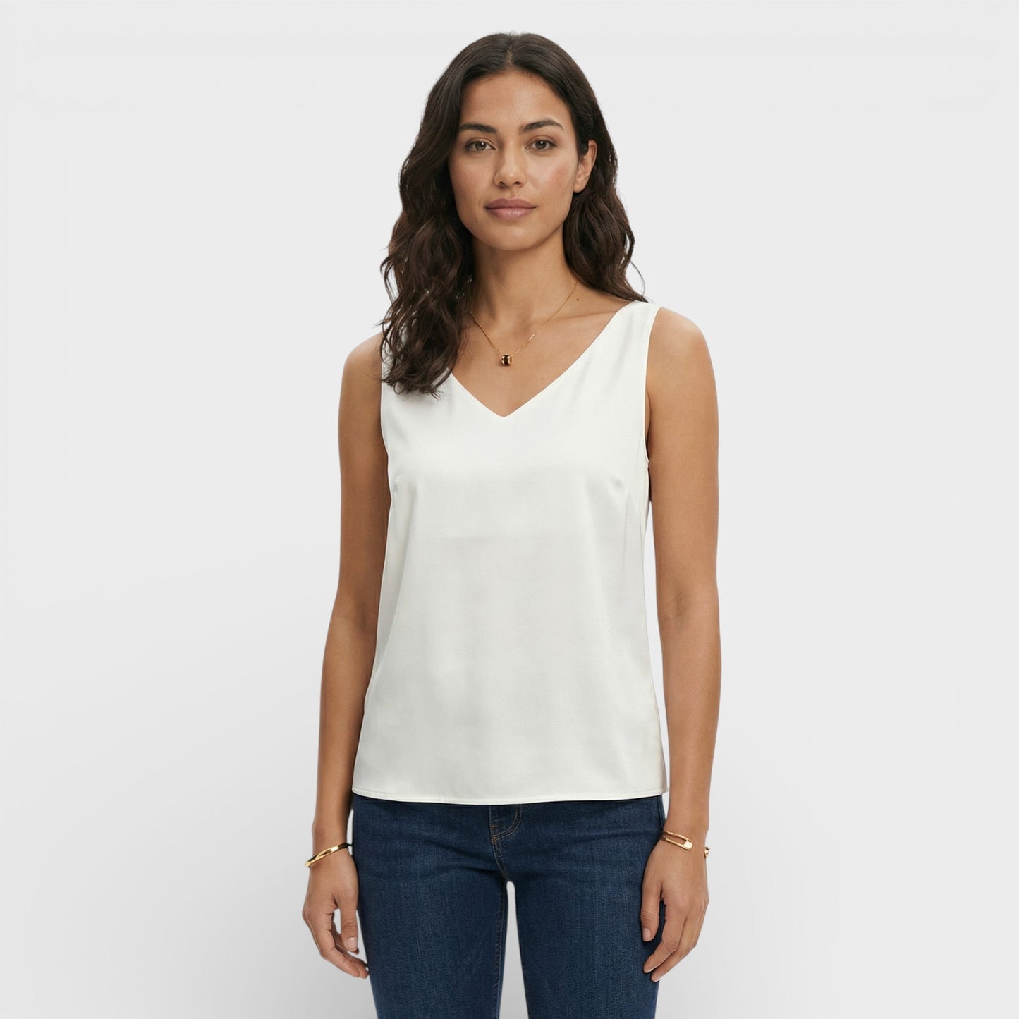 Top Escote Pico Mujer Elegante