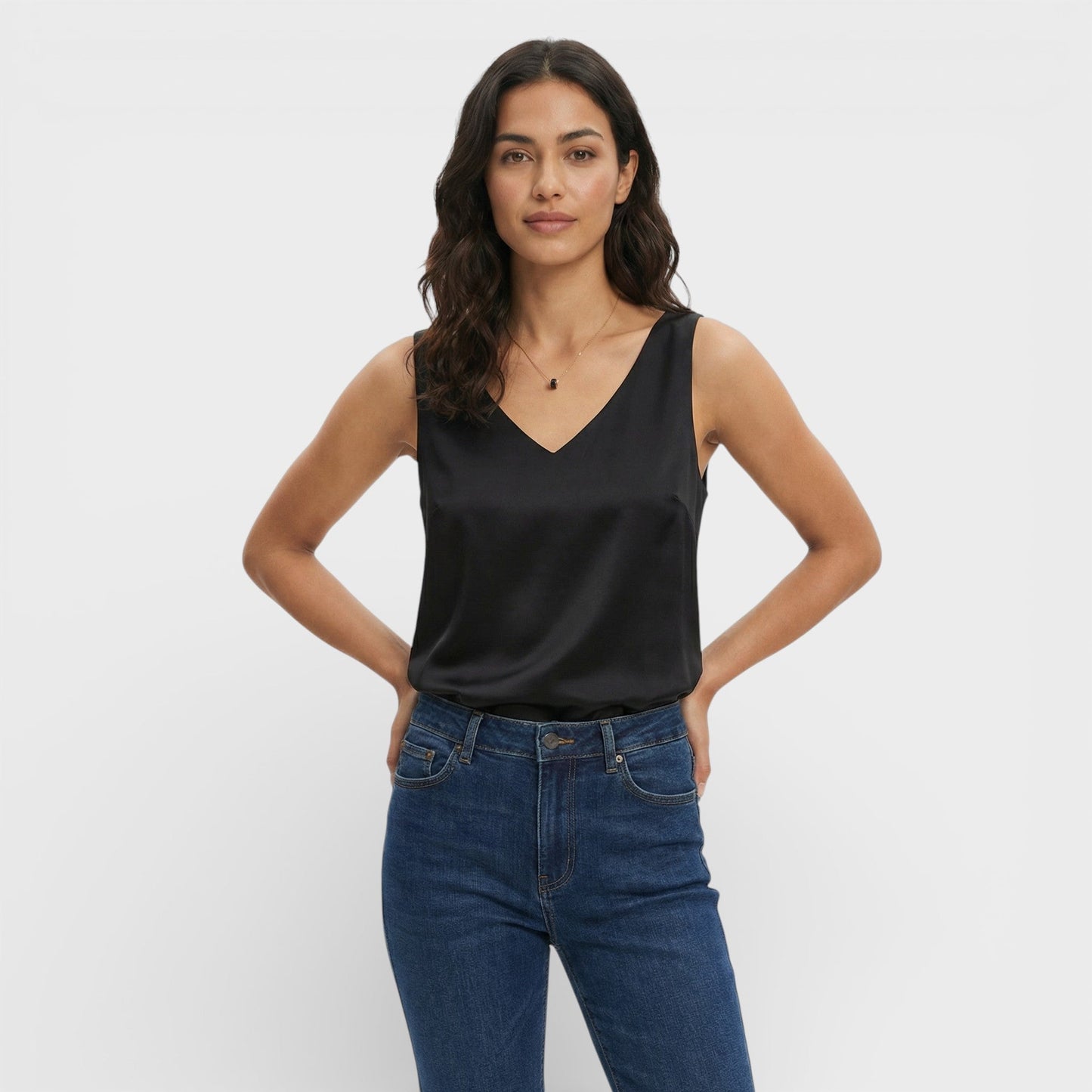 Top Escote Pico Mujer Elegante