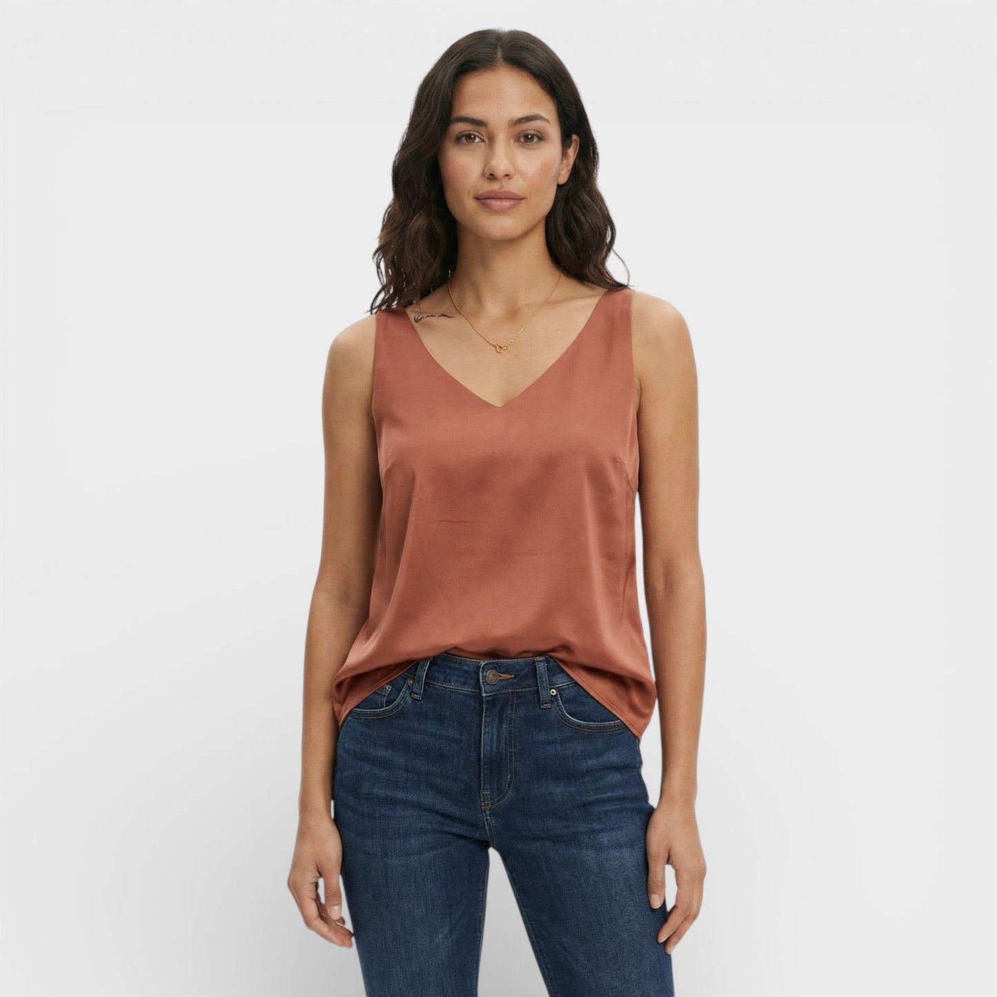 Top Escote Pico Mujer Elegante