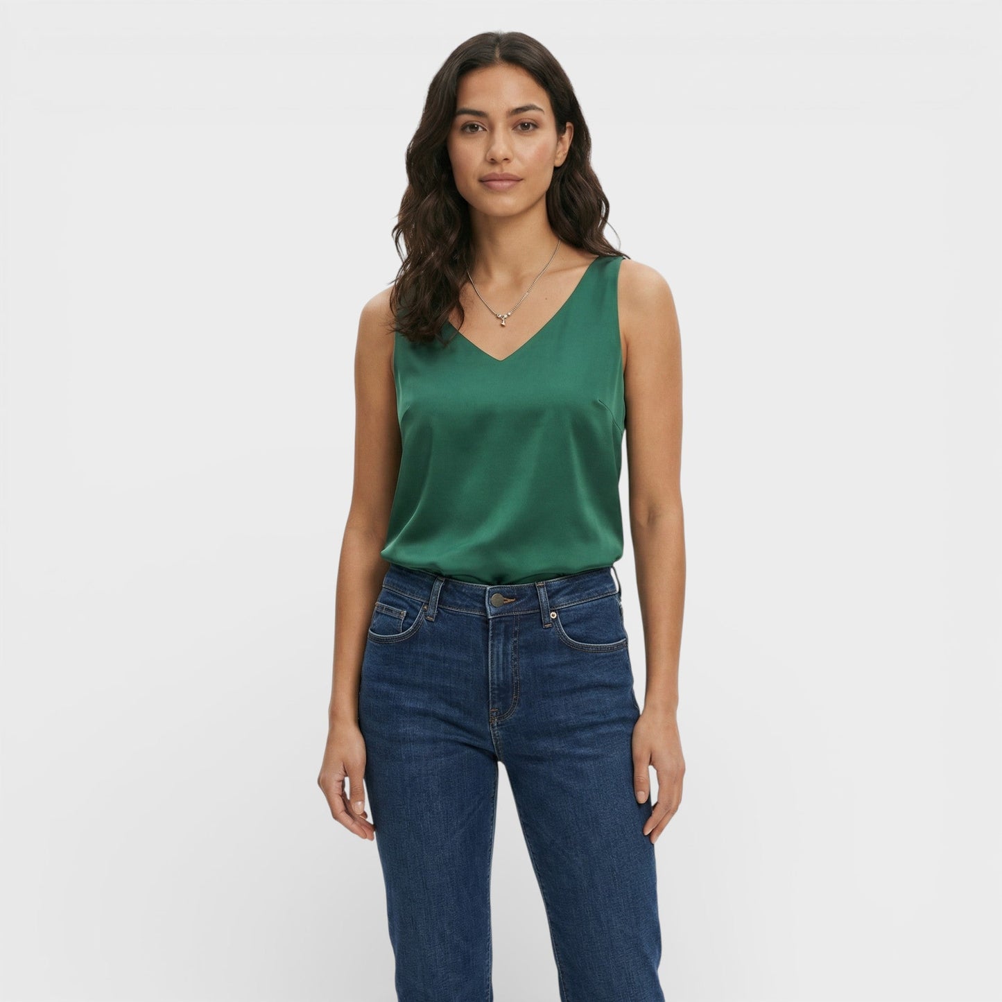 Top Escote Pico Mujer Elegante