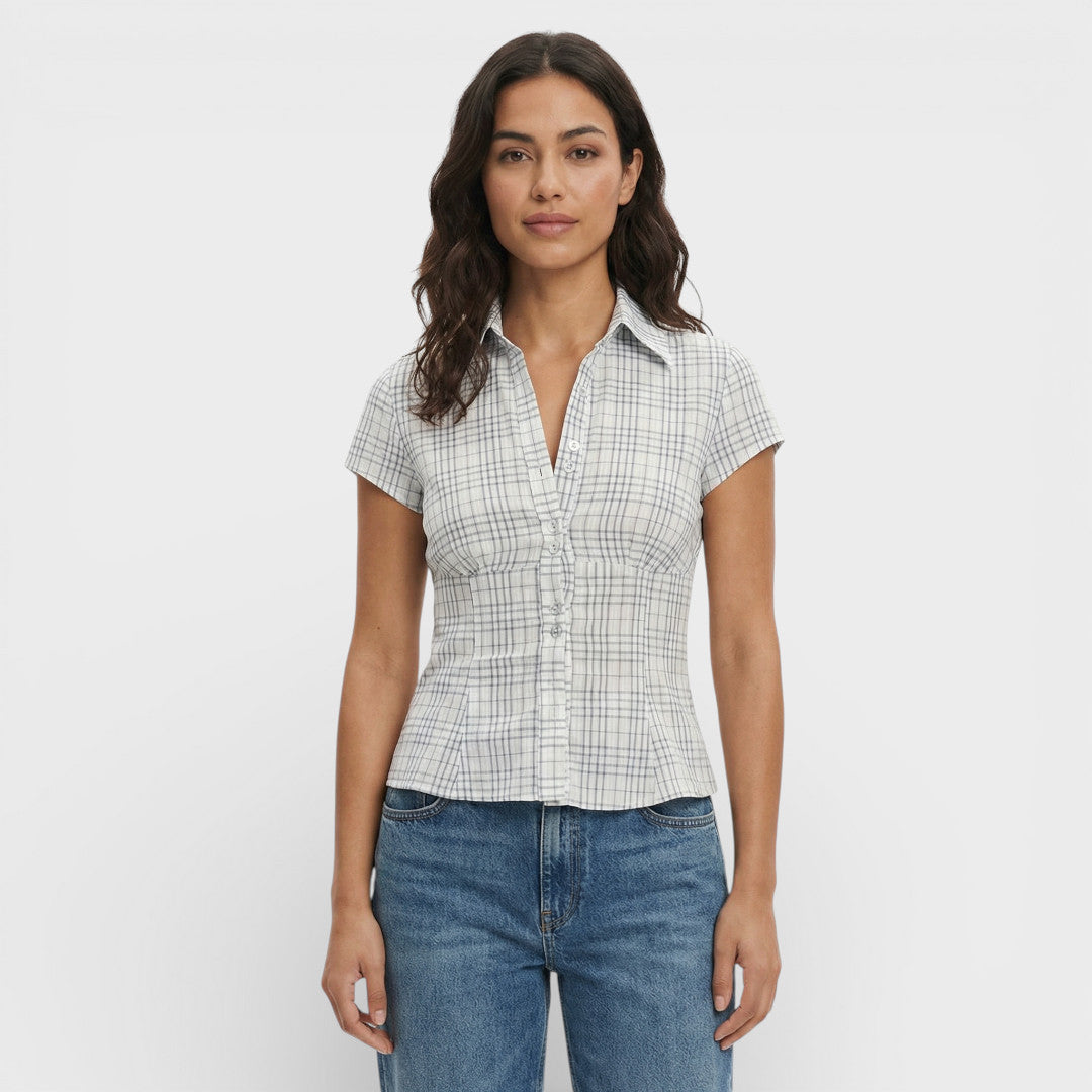 Camisa Cuadros Manga Corta Mujer