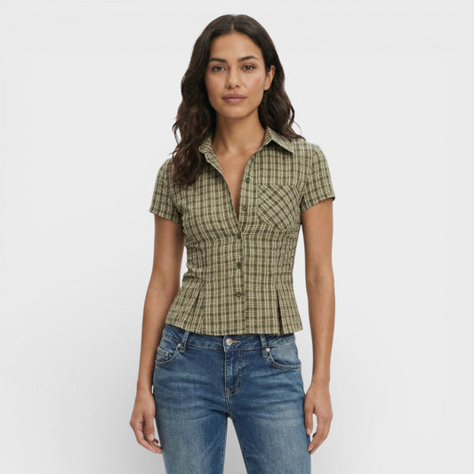 Camisa Cuadros Manga Corta Mujer