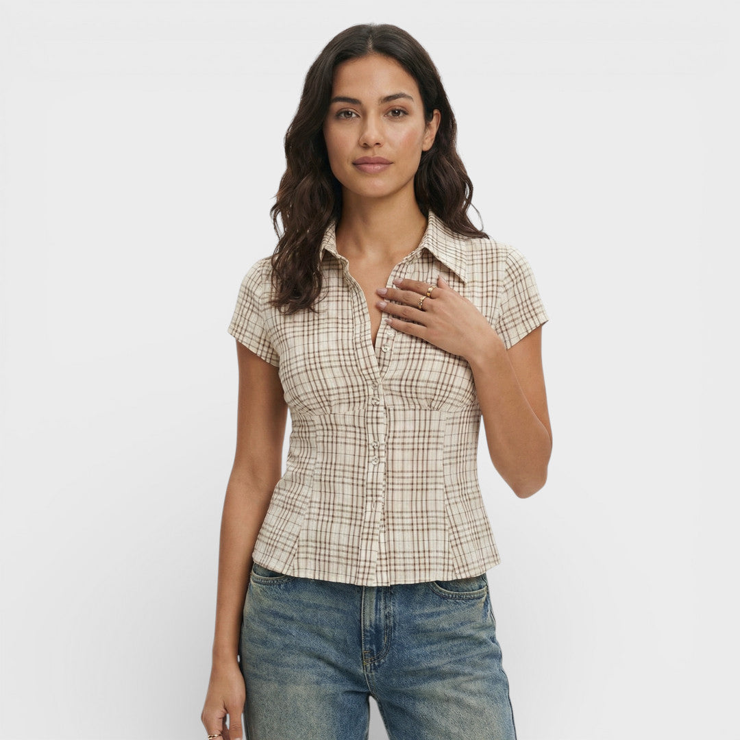 Camisa Cuadros Manga Corta Mujer