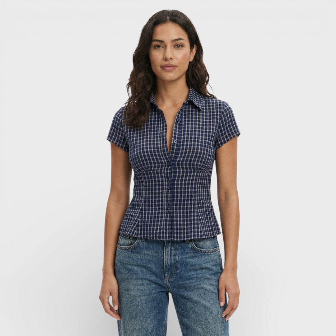 Camisa Cuadros Manga Corta Mujer