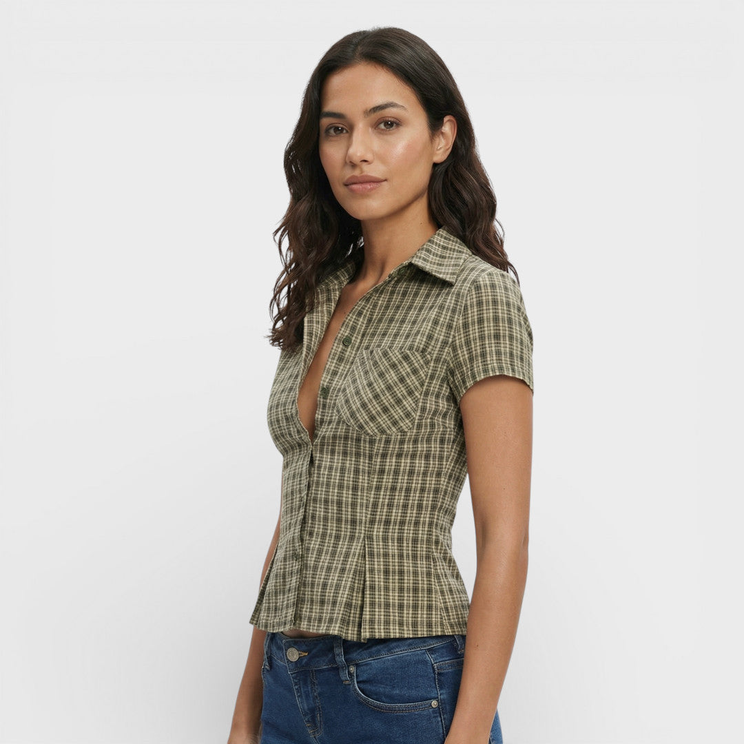 Camisa Cuadros Manga Corta Mujer
