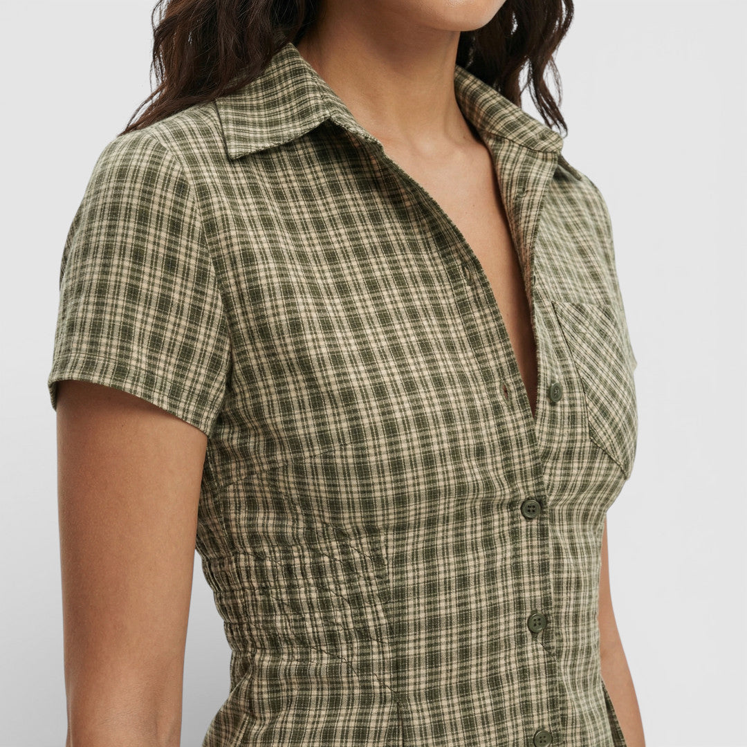 Camisa Cuadros Manga Corta Mujer