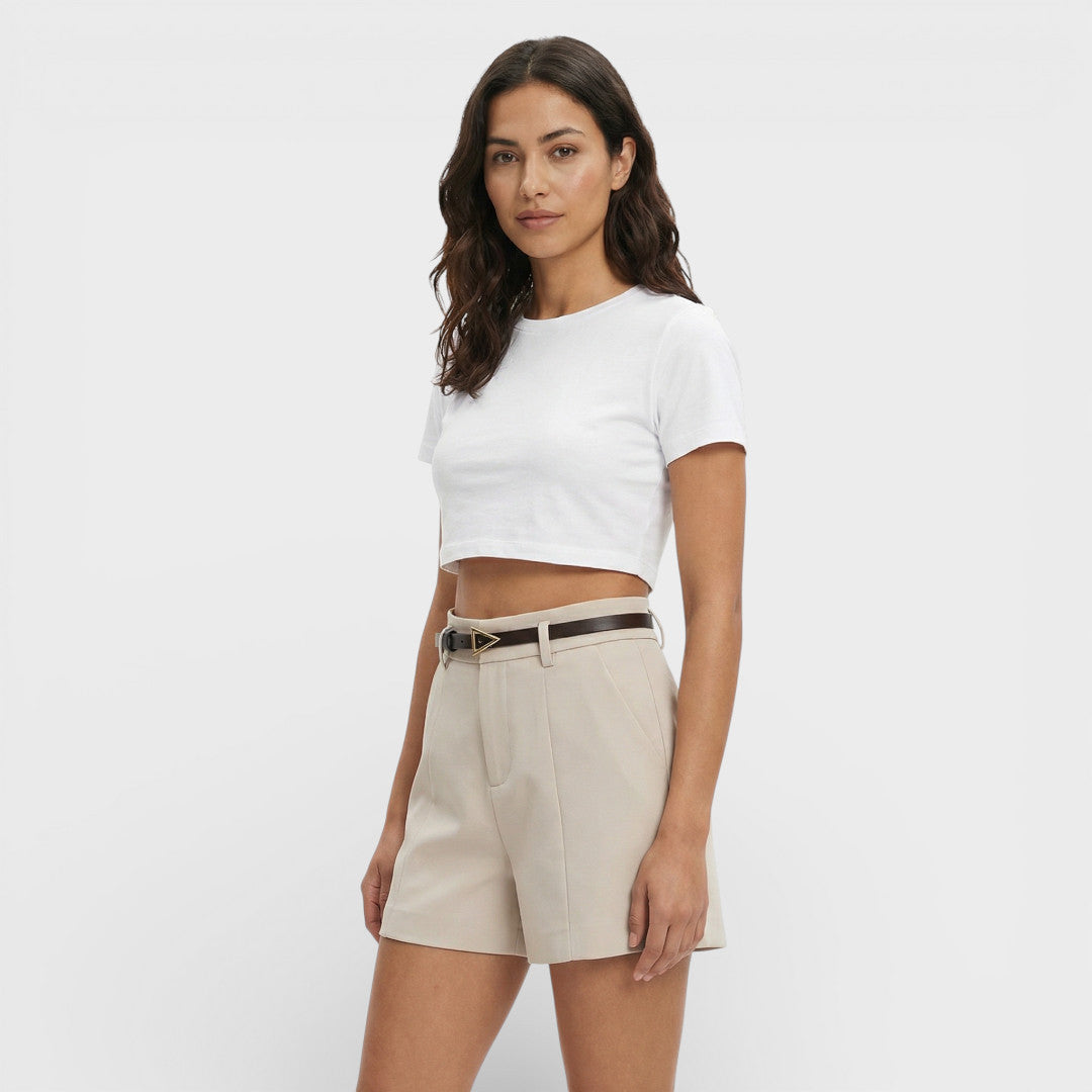 Shorts Mujer Tiro Alto Con Cinturón