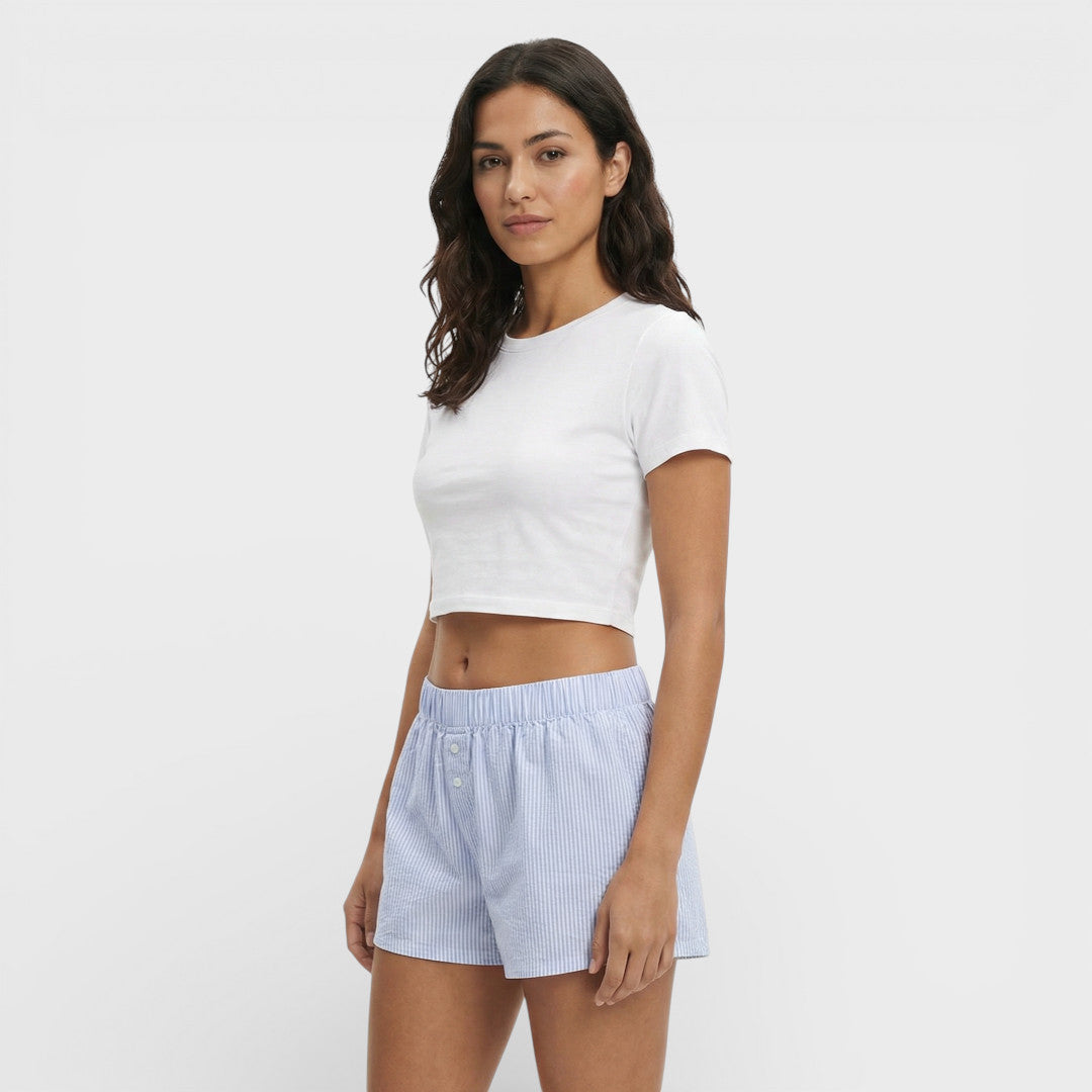 Pantalones Cortos Rayas Cintura Elástica