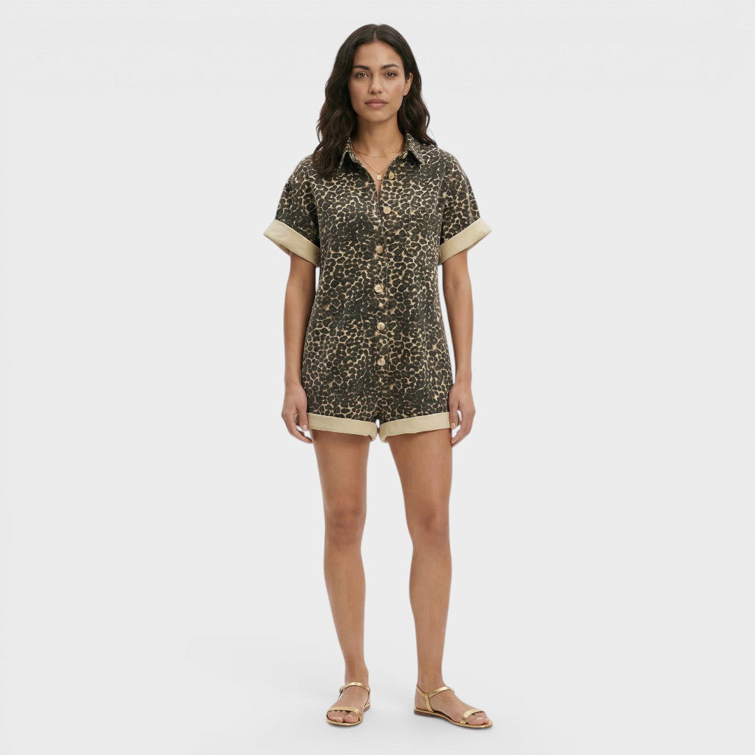 Mono Corto Mujer Estampado Leopardo