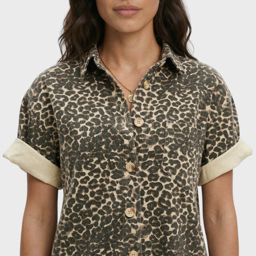 Mono Corto Mujer Estampado Leopardo