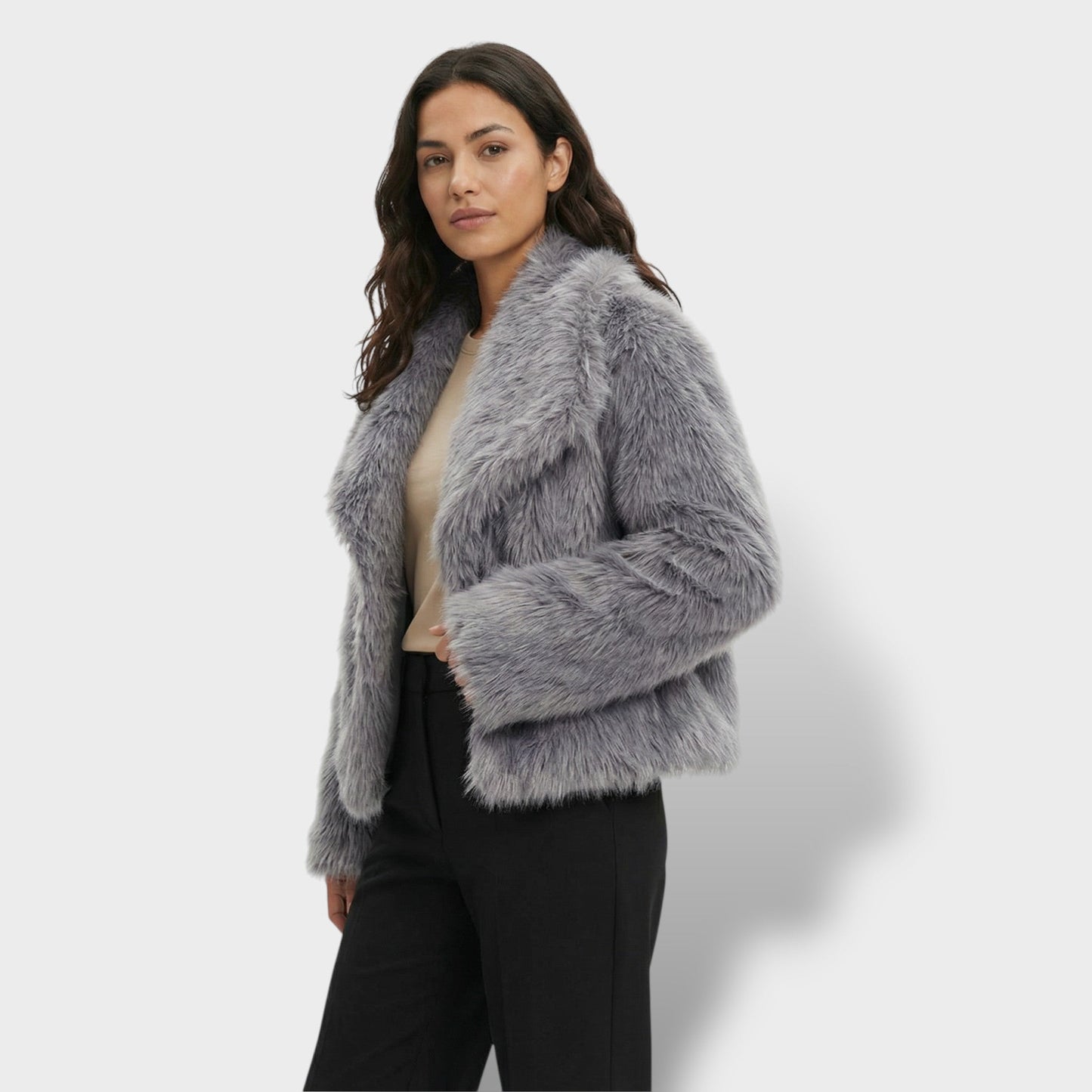 Chaqueta de Pelo Sintético de Lujo Mujer