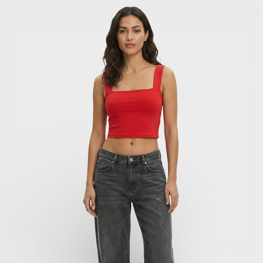 Top Corto Cuello Cuadrado Mujer