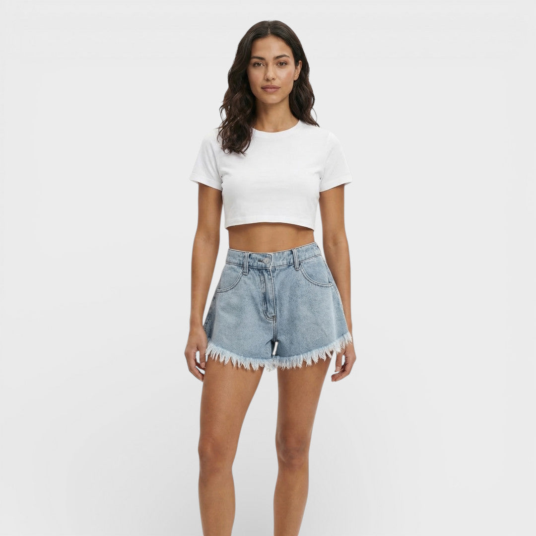 Pantalones Cortos Vaqueros Negros Mujer