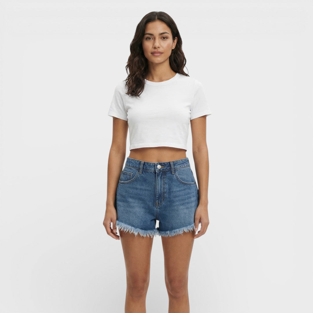 Pantalones Cortos Vaqueros Negros Mujer