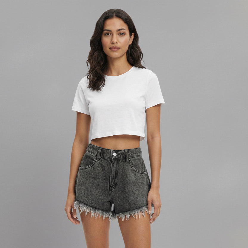 Pantalones Cortos Vaqueros Negros Mujer