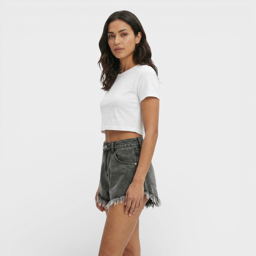 Pantalones Cortos Vaqueros Negros Mujer