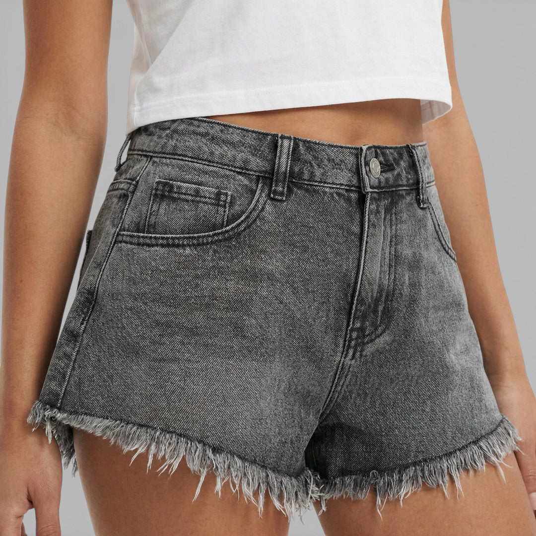 Pantalones Cortos Vaqueros Negros Mujer