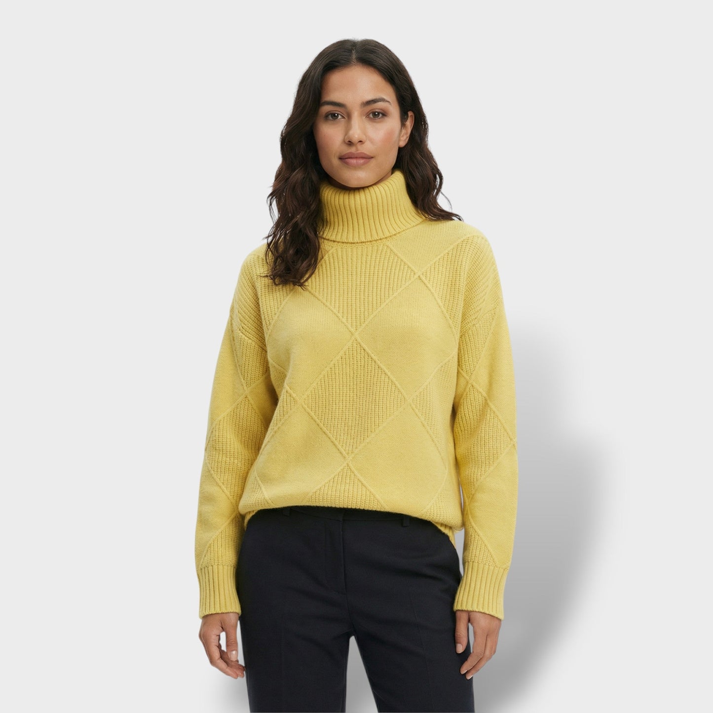 Jersey Mujer Cuello Alto Punto Rombos