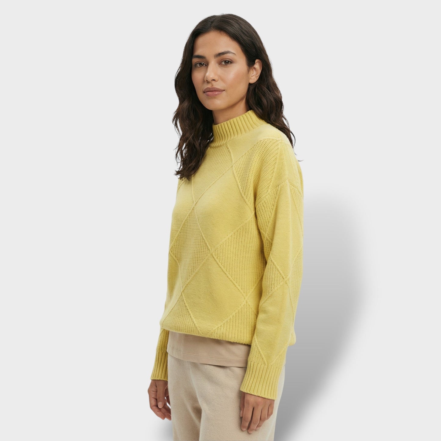 Jersey Mujer Cuello Alto Punto Rombos