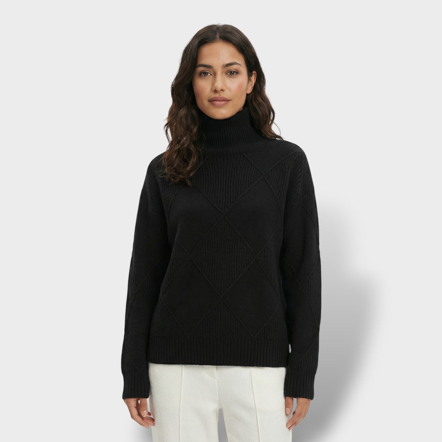 Jersey Mujer Cuello Alto Punto Rombos